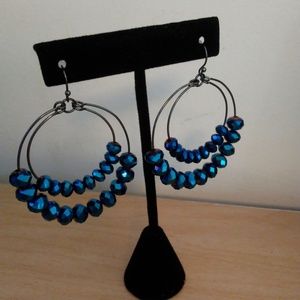 Blue Double Hoop Earrings
